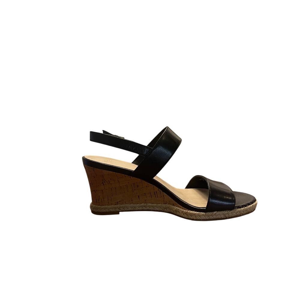 Cole Haan Grand.OS Black Leather Wedge Sandals Size 8.5 NWOT